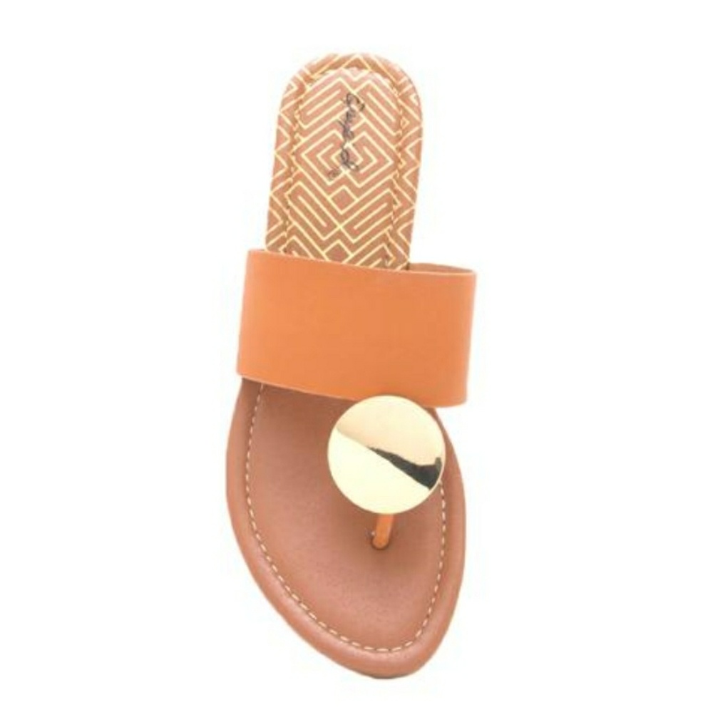 SALE NEW Vegan Gold Round Metal Sandal - Picture 4 of 6